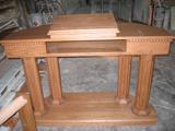 stained oak pulpit with columns
